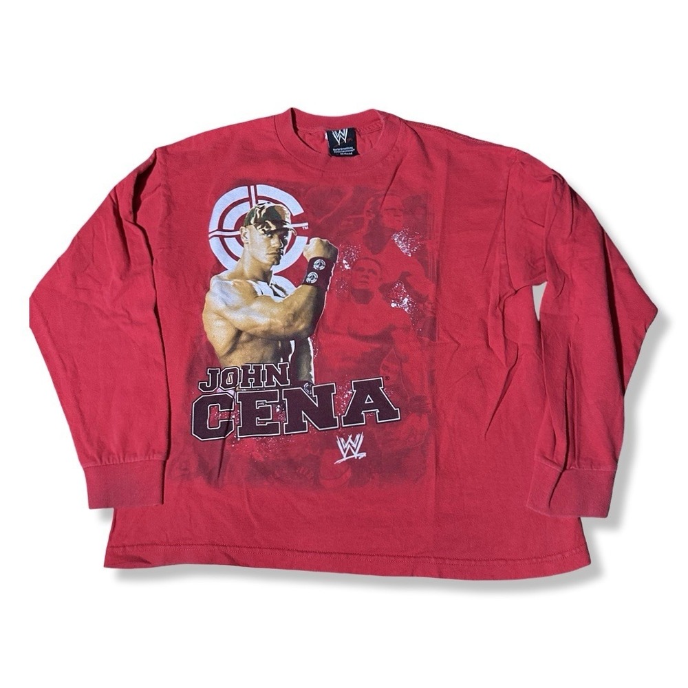 Vintage WWE John Cena Long Sleeve shirt - Size Adult Small (Youth Large) Red